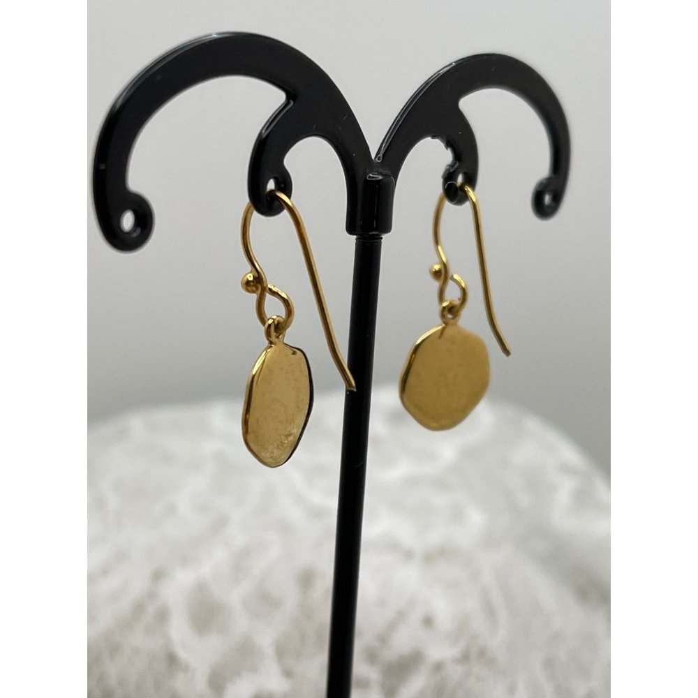 Gold Tone Tree Engraved Round Dangle Earrings - Picture 6 of 12
